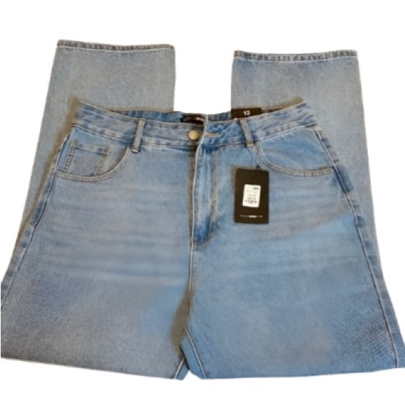 Fashion Nova Bend The Rules Slouch Fit Jeans Light Blue Wash - Size 13 - Picture 4 of 9